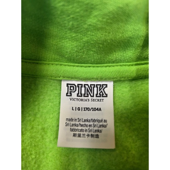 PINK Victoria's Secret Green Sweatshirt Fleece Pullover Womens Large L  /B149 - Picture 7 of 8